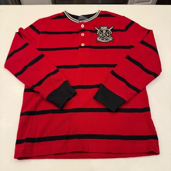 Ralph Lauren Boys 2 PCS SET Rowing Club Henley Shirt & Navy Pullover Hoodie Sz 6 - Picture 4 of 16